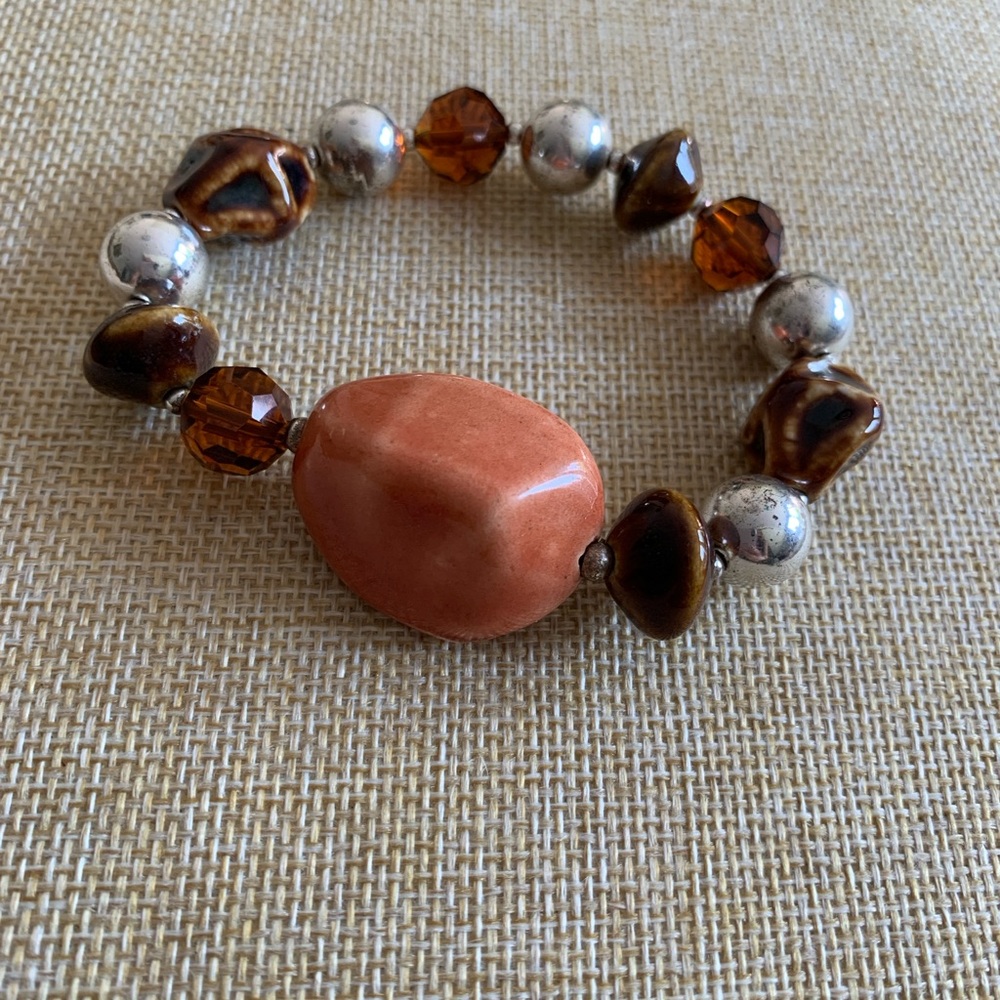 Unique ceramic and crystal bracelet.